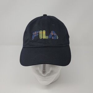 Fila Plaid Logo Classic‎ Fit Dad Hat Baseball Cap Black Adjustable Strap